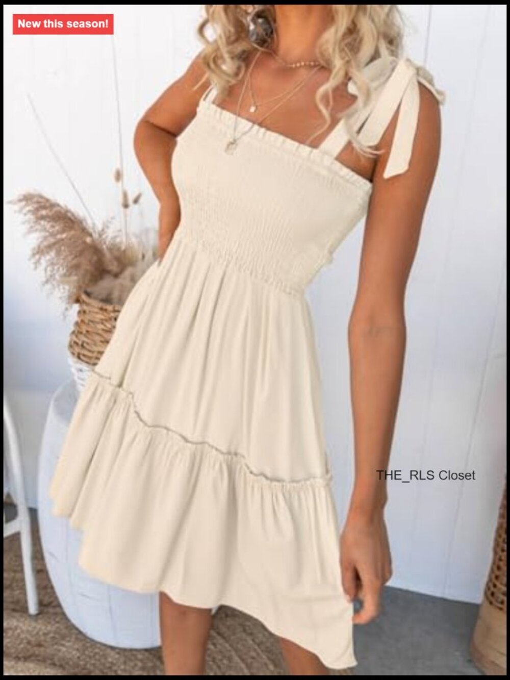 Spaghetti Strap Square Neck Ruffle A-Line Swing Mini Dress Sleeveless Rayon - Picture 5 of 7